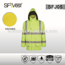 reflective safety jacket with padding , 100% polyester 190t taffeta lining , EN ISO 20471 CLASS 3